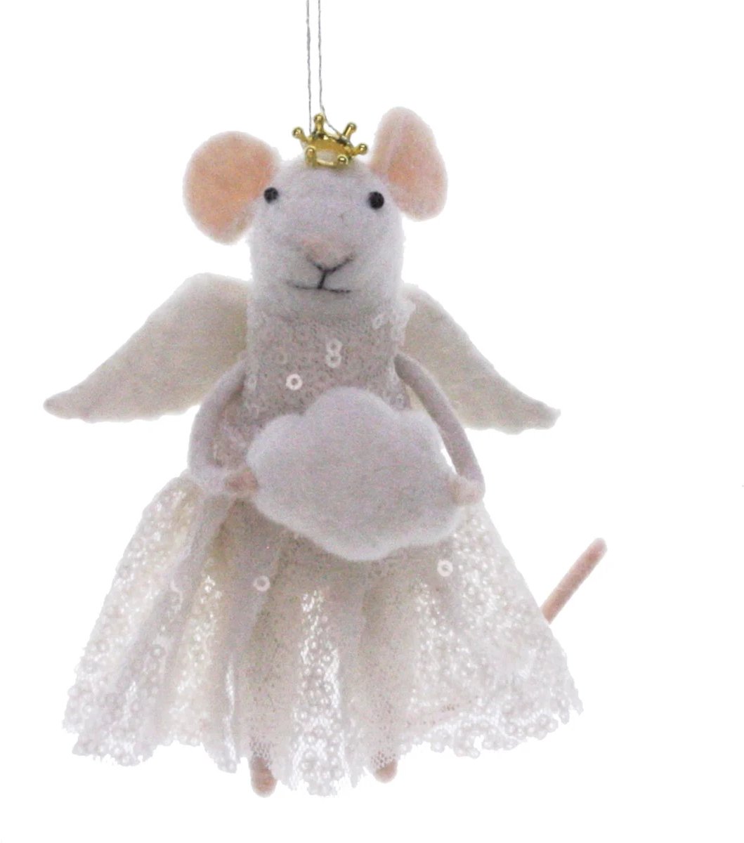 Muis engel met wolk 9x5x13cm