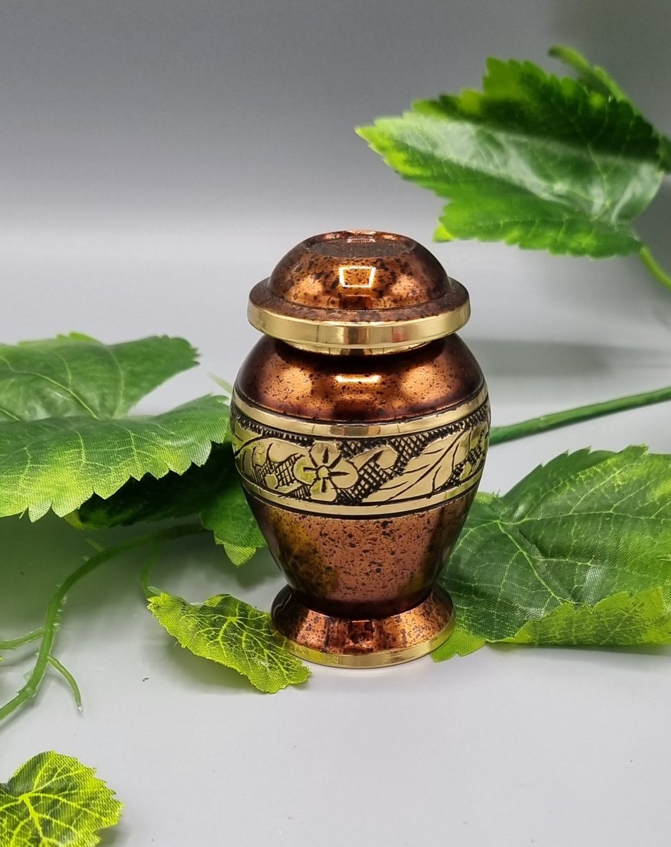 Mini urn - Messing - NEW-D - Brons met goud randje - Urn - Schroefdeksel