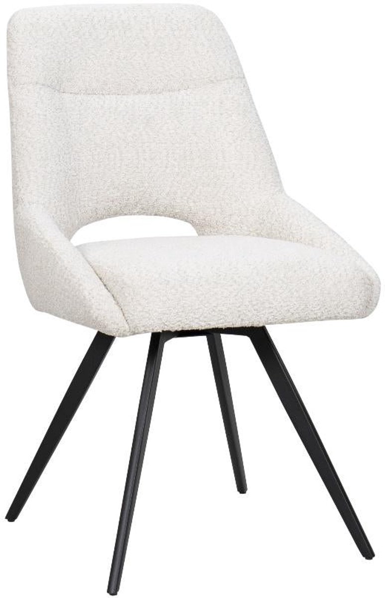 BukkitBow Eetkamerstoel / Keukenstoel - Geschikt als Make-up Stoel - Chenille & Metalen Onderstel - Chenille Stof - Beige