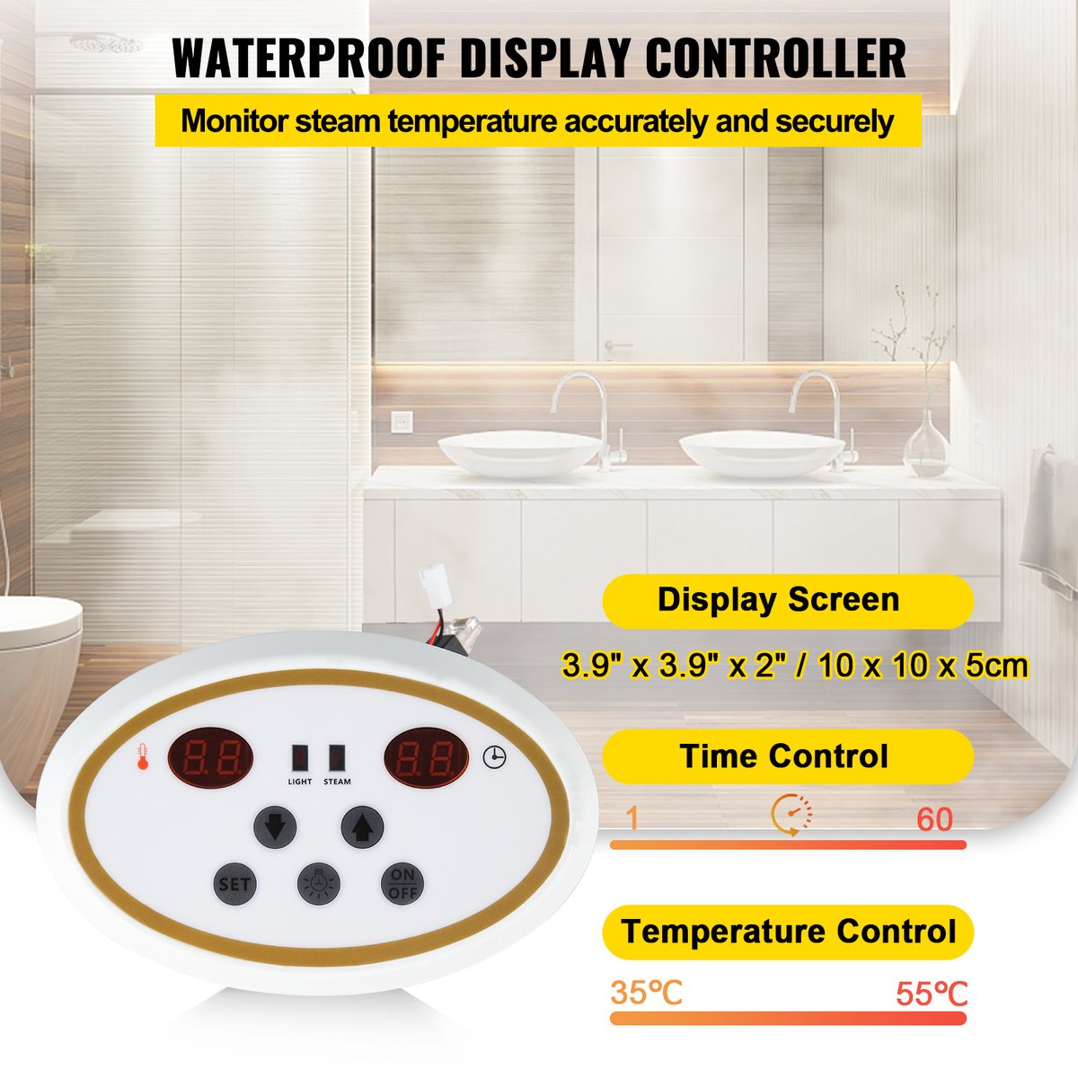 VEVOR 9kw Steam Generator Shower Auto Controller Sauna Bath Home Spa 220v Professional — afbeelding 5