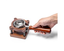 Q-time Premium Hout/RVS verstelbare Portafilter houder 51/53/54/58mm Tamper station Espresso Thuis Barista