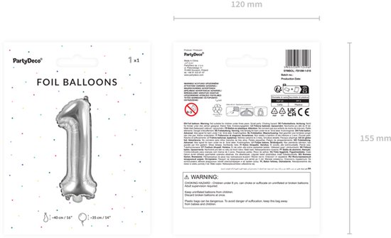 "" "Numéro du ballon en aluminium" "" "1" "" ", 35cm, argent" ""