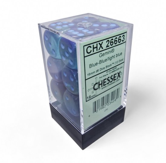 Chessex Gémeaux 36D6 Dés Rouge/Bleu Sarcelle/Doré - CHX26862 Dés De Jeu Collection