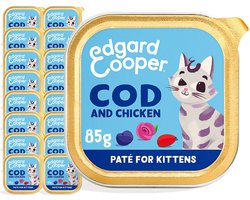 Edgard & Cooper Kattenvoer Graanvrij Natvoer voor Katten Junior Gesteriliseerde of Actieve Kitten Kat Natuurlijke Heerlijke PatÃƒÂ© 85g x 16 Verse Kabeljauw & Kip, Smakelijk en Uitgebalanceerd, Vers Vlees