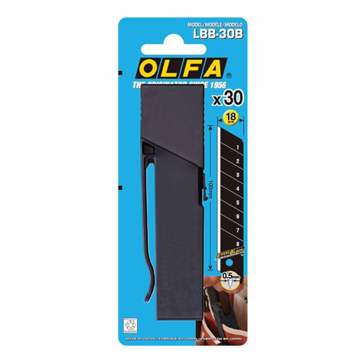 Olfa LBB-30B 18mm ultra scherp reserve afbreekmes 30 stuks in 1 verpakking