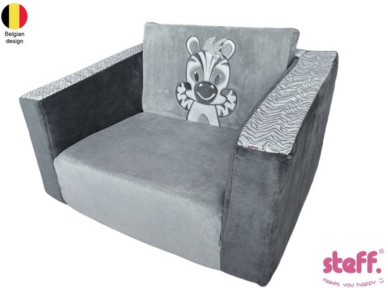 Stefano fashion - Stoere zebra - uitklapbaar - kinderzetel - kinderfauteuil - 1 tot 3 jaar