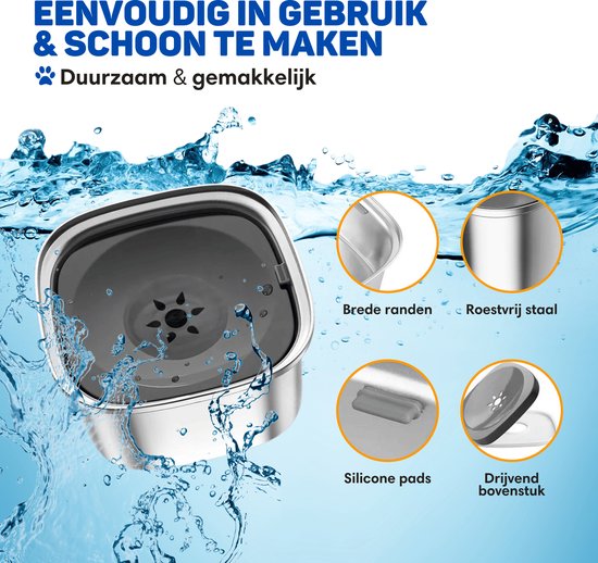 Vulpes Goods® Abreuvoir Chien - Abreuvoir pour Chiens - Anti Mess - Réduit les Baveurs - Acier Inoxydable - On the Bébé en route - 3L