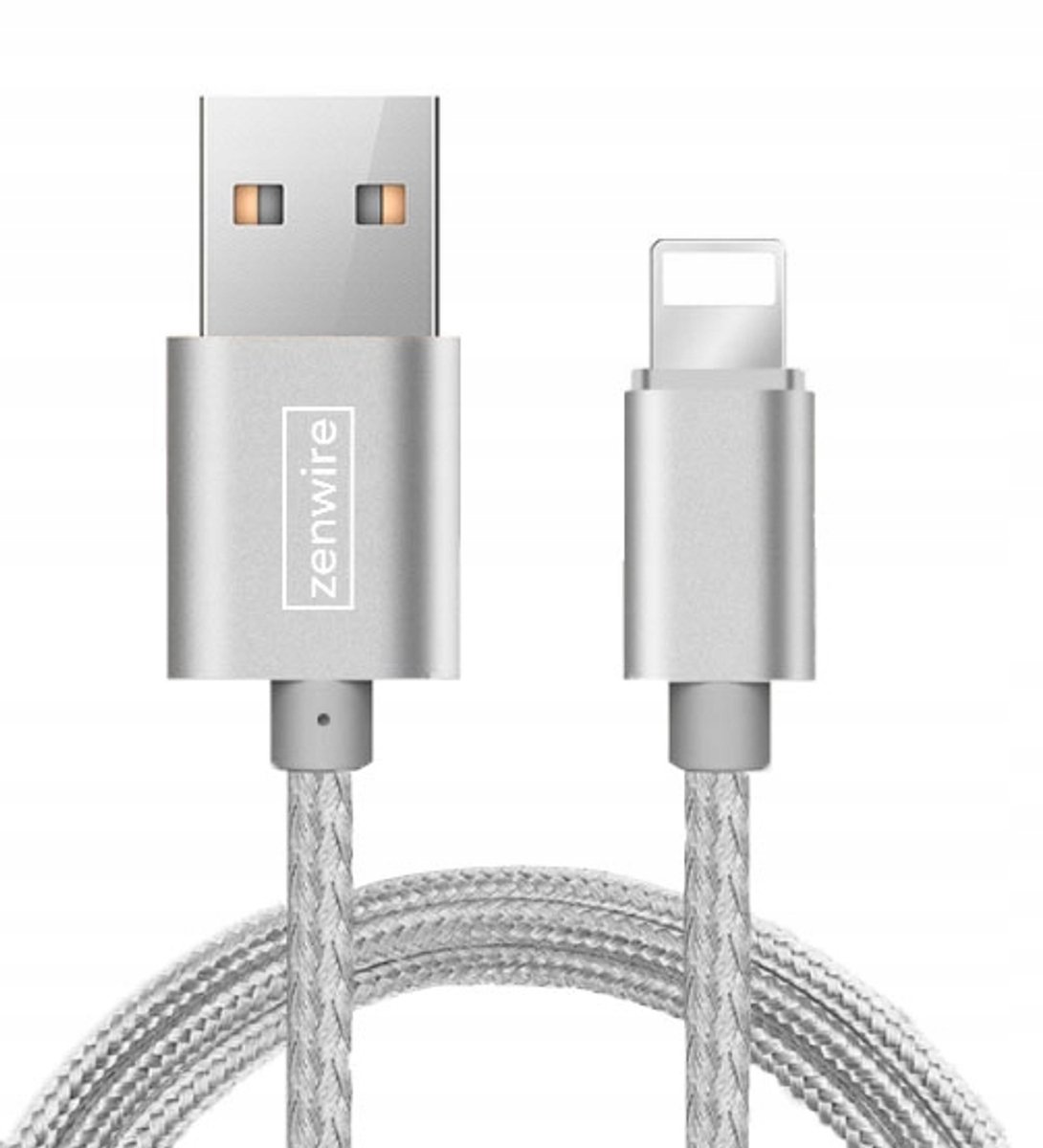 Oplader kabel geschikt voor iPhone - Zenwire - Oplaadkabel - USB-C naar lightning kabel - Quick Charge - 1,5 m - Geschikt voor Apple CarPlay - Zilver
