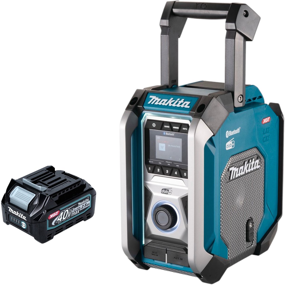Makita MR 007 GD1 Oplaadbare bouwplaatsradio 12 - 40 V max. Bluetooth DAB+ USB + 1x oplaadbare accu 2,5 Ah - zonder oplader