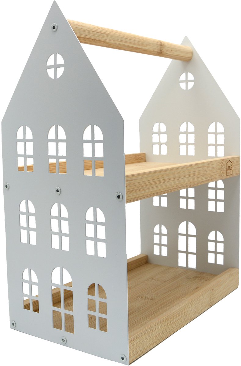 UNUS® Etagère decoratieve met 2 lagen en handvat wit 34cm