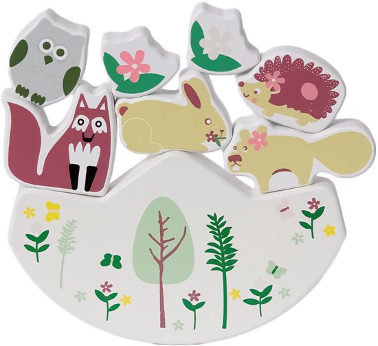 Foto: Speelgoedtopdeals houten balanceer puzzel bosdieren stapel speelgoed motoriek en cognitief spel educatief balans