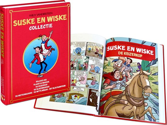 SUSKE EN WISKE VERZAMELALBUM 85. Jaarboek nr 85: 5 complete stripverhalen, ingebonden in luxe band. Bolhoed Bik, Klaartje Wakker, De Keizerkop, De Bloedbroeder, De Meteomachine - De Witte Wraak - Blije Bijenteam. Collectie Lecturama. Suske en Wiske