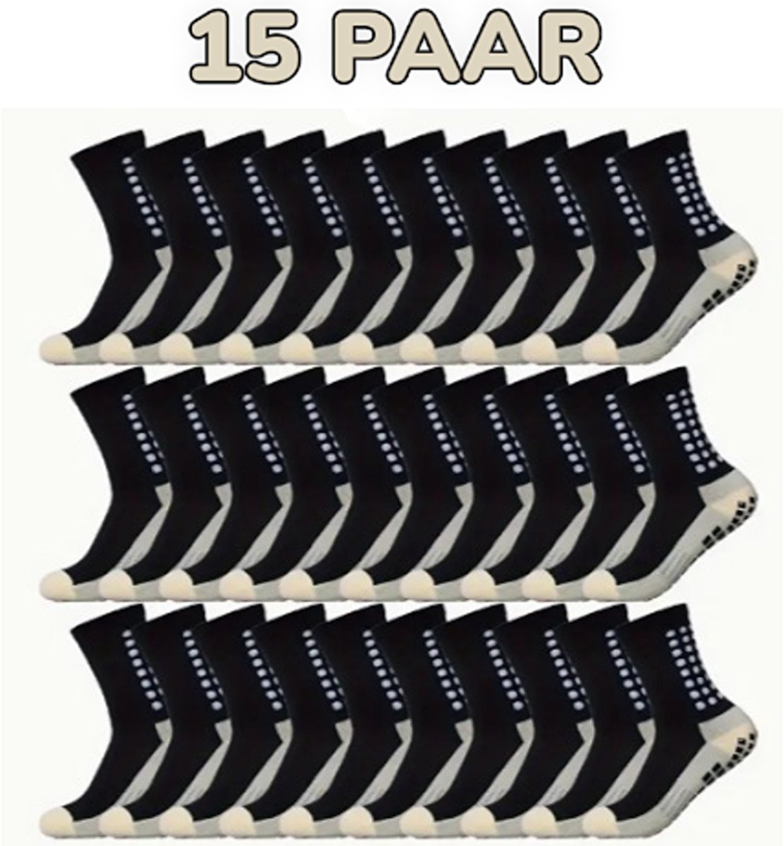 Dutchers® Gripsokken voetbal - 15 Paar - Maat 39/44 - Sportsokken - Voetbalsokken - Trainingssokken - Sokken - Anti glij effect - Extra steunend ademend