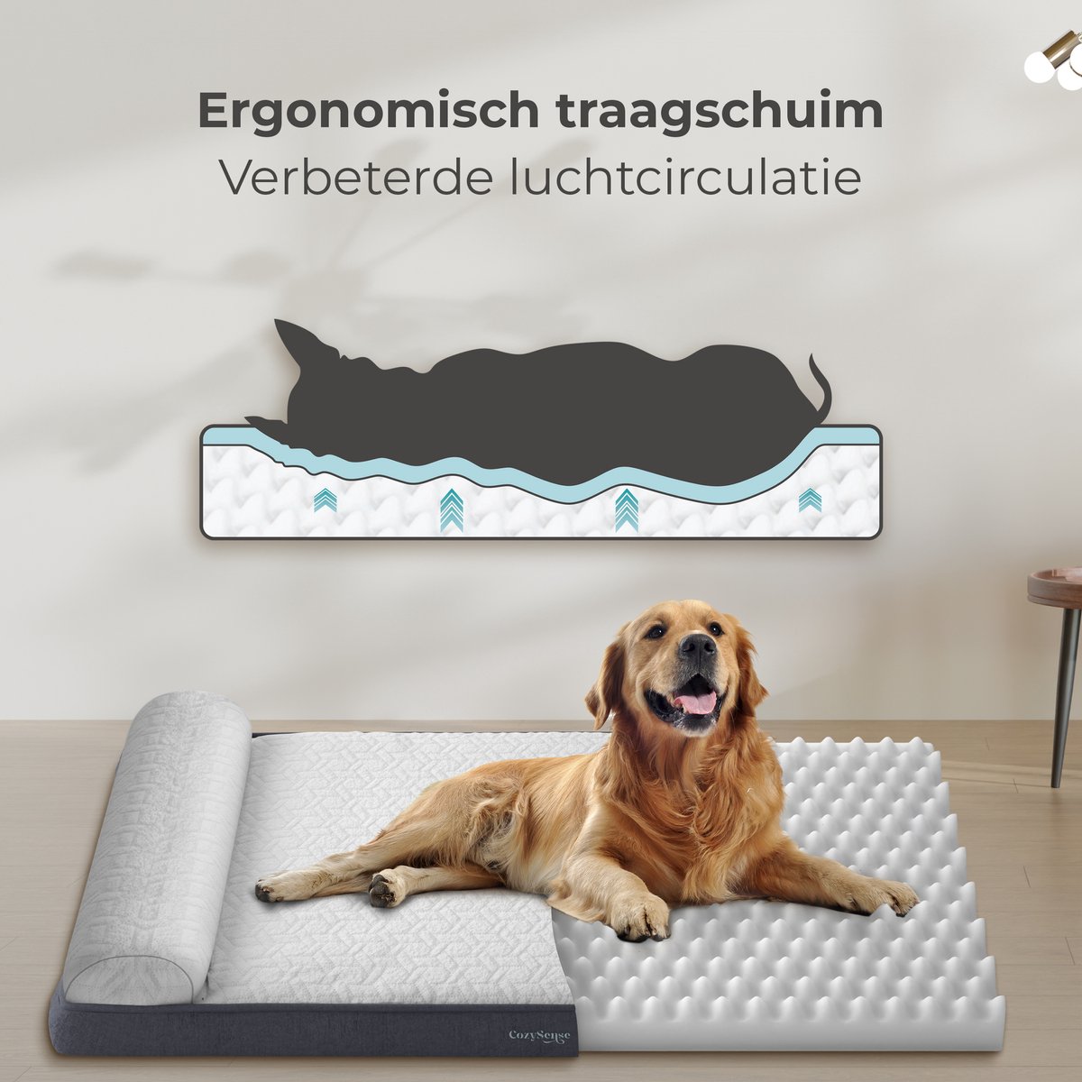 Orthopedische hondensofa, hondenbed, slaapplaats, suède-look, Ortopedico met visco-schuim matras (100 cm x 75 cm, antraciet