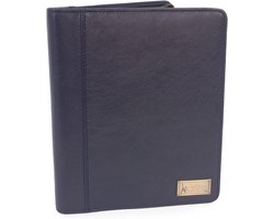 A5 Conferentie Folder met ritssluiting - Business Organiser/Execitieve Documenten Houder/Presentatie Portfolio - Luxe Leer - Blauw