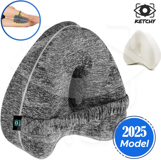 Ketchy - Orthopedisch Kniekussen - Ergonomisch Beenkussen - Houding Correctie - Zijslaapkussen - Zijslaper - Rugklachten - Rugpijn - Heupklachten - Zijslaap Kussen Voor In Bed - Artrose