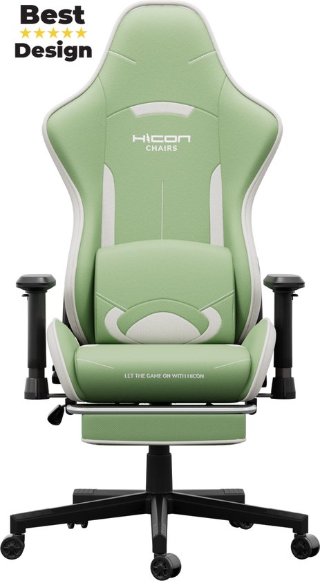 IN-HOMEXL  Exeter  Gamestoel- Bureaustoel – Ergonomische Bureaustoel – Massagestoel – Stof – Groen / Grijs
