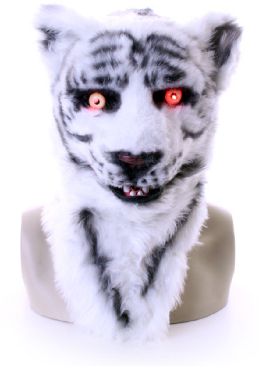 Tijger Masker - Realistisch - Lichtgevende Ogen - Bewegende Bek - Wit