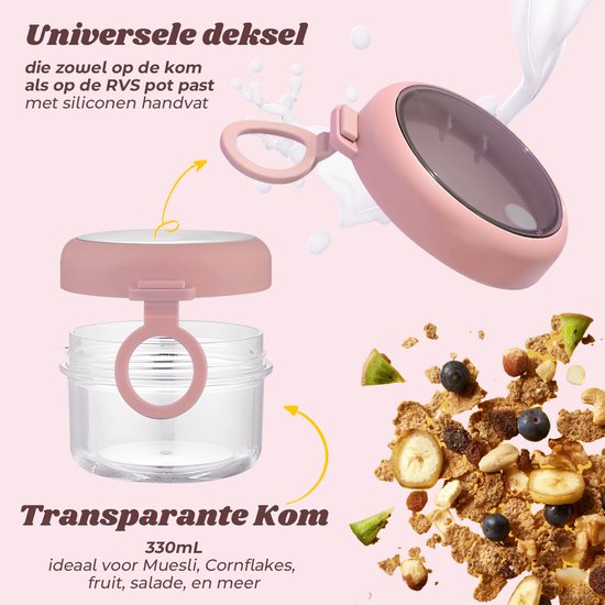 NetroxHome - Müslibecher To Go met lepel, lekkageveilige yoghurtbeker NetroxHome - Müslibecher To Go met lepel, lekkageveilige yoghurtbeker