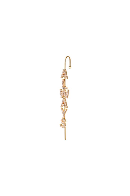 Gouden oor climber met de tekst 'Always', bezet met zirkonen.