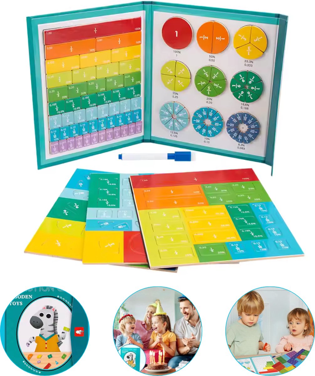 Montessori Breukenboek Magnetisch – Rekenen Oefenen met Breuken & Breukencirkels – Educatief Speelgoed 4-10 Jaar - Inclusief Stift — afbeelding 9