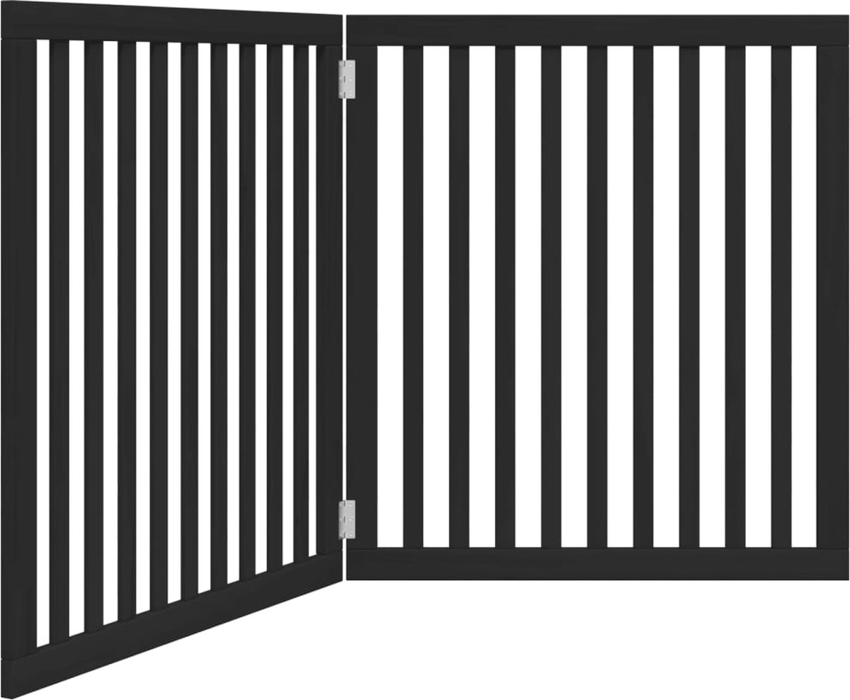 Bol.com vidaXL - Hondenhek - inklapbaar - 2 - panelen - 160 - cm - populierenhout - zwart aanbieding