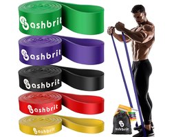 Ashbrit® Power Bands - Pull up bands - Weerstandsbanden set van 5 banden - 5 verschillende weerstanden - Fitness elastiek - Inclusief draagtas
