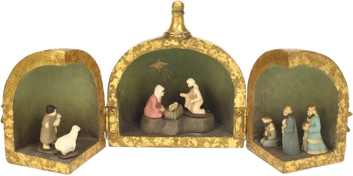 Kerststal in koepelvorm kastje Ø15x15,5cm (open 30cm)