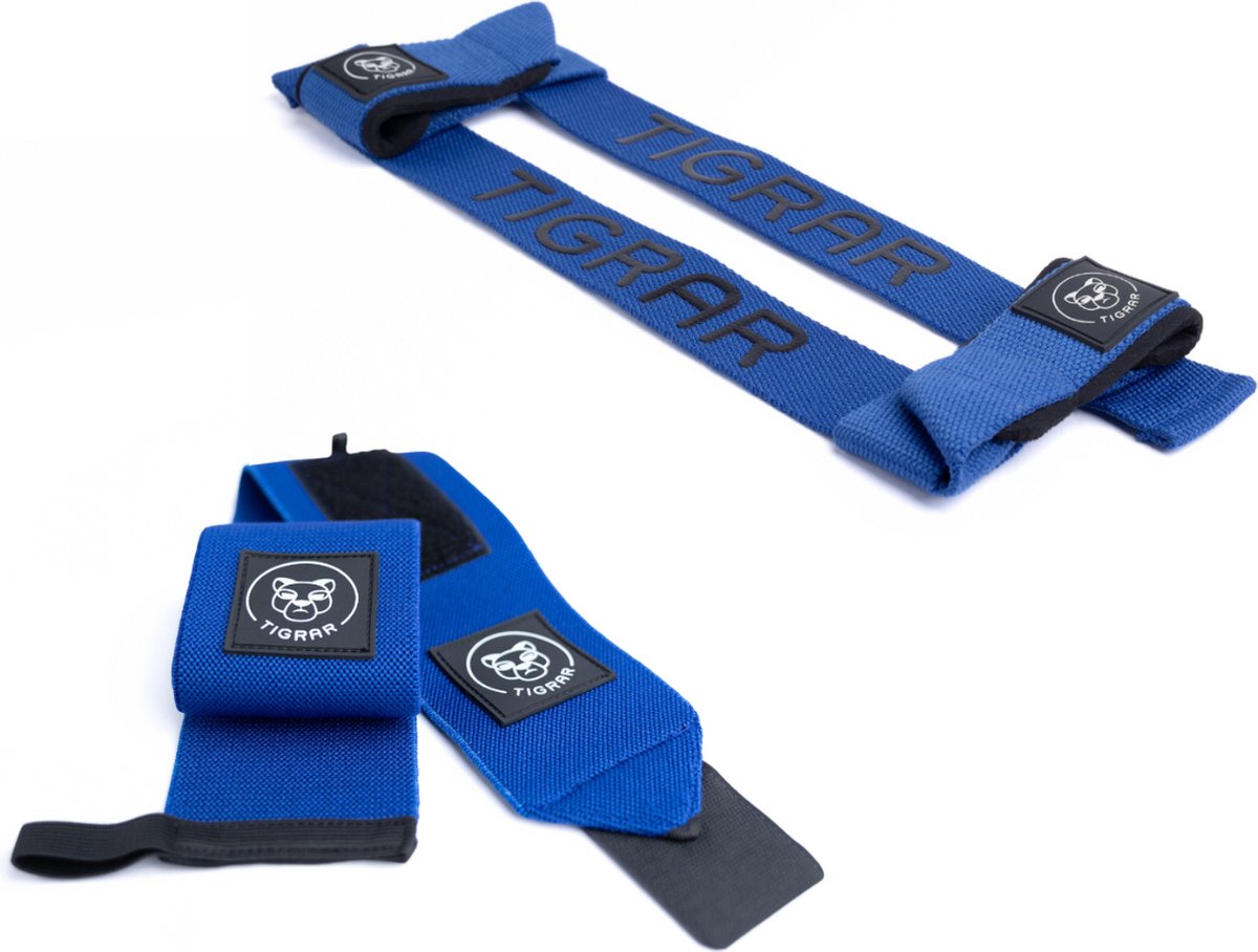 Tigrar Grip en Stability Kit - Lifting Straps - Wrist Wraps - Straps - Blauwe Bundel Set - Nylon - Neopreen