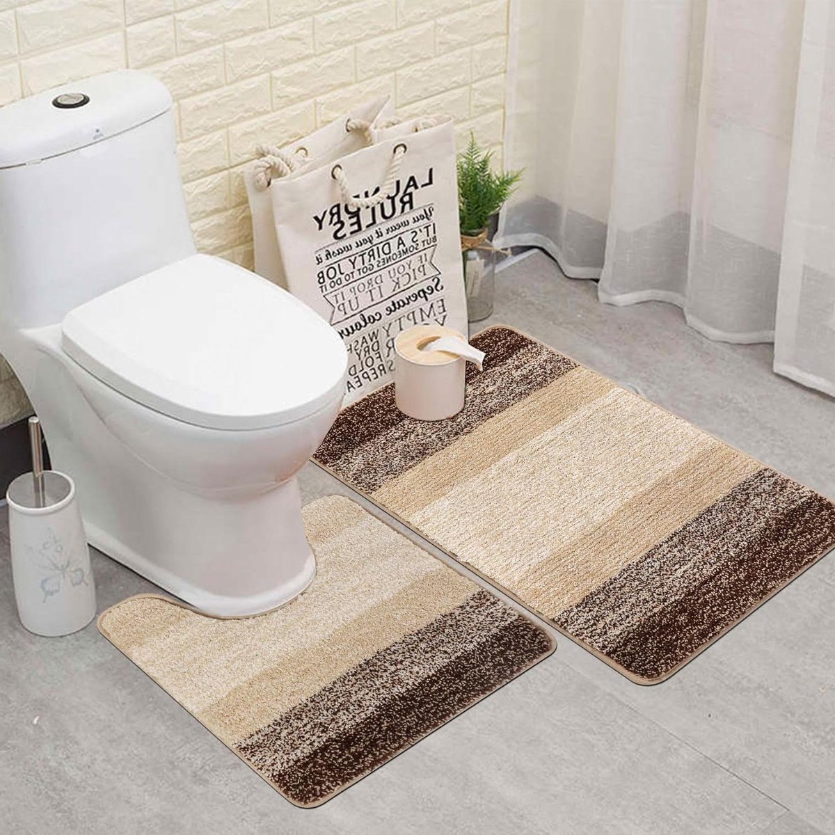 Homcomodar Badmatsets 3-delige zachte microvezel badkamermatsets waterabsorberende badmatten voor badkamer wasbare antislip bad- en toilettapijt set voor douche vloer badkamers decor (grijs