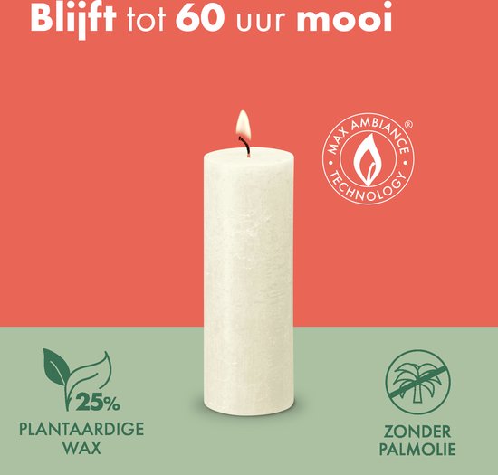 Bolsius - Bougie Rustique Shimmer - 4 Pièces - Métallisé - Rouge - 13cm