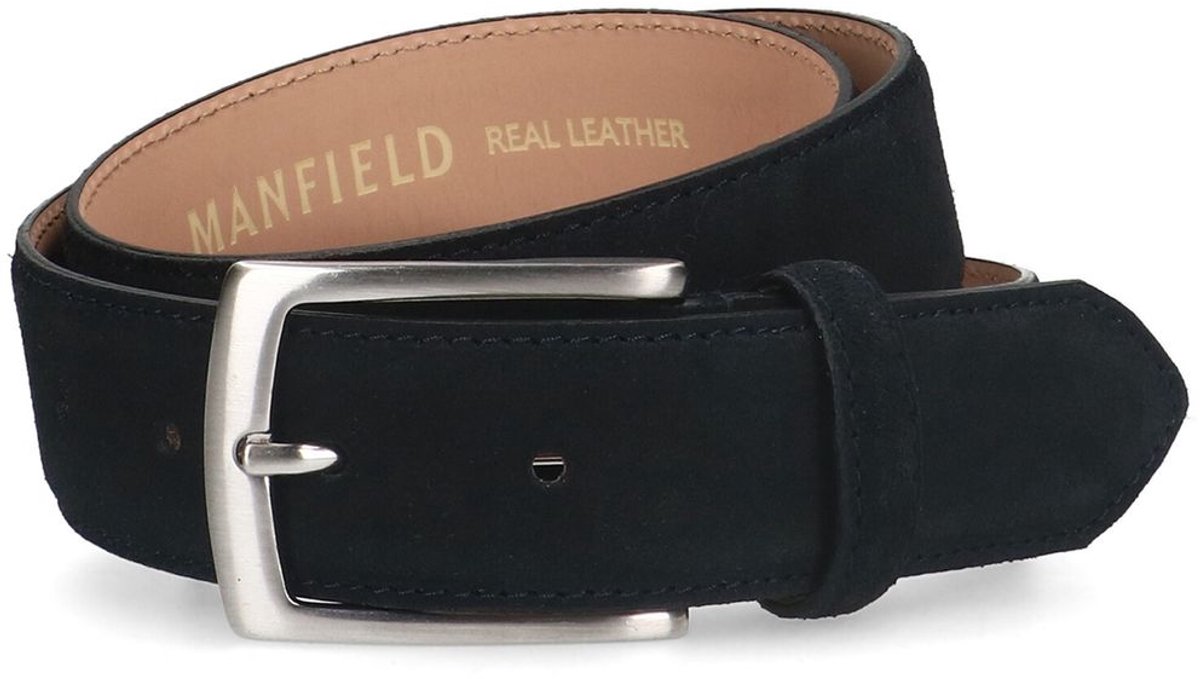 Manfield - Unisex - Donkerblauwe suède riem - Maat 95