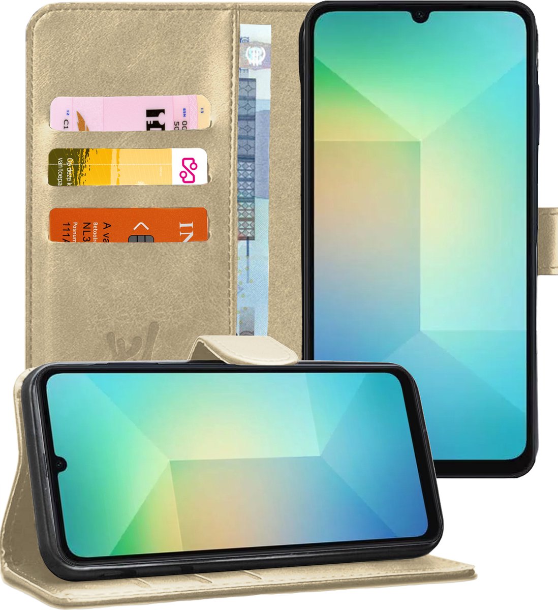 Hoesje geschikt voor Samsung Galaxy A06 - Portemonnee Book Case Goud