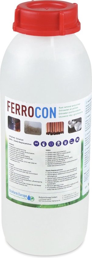Ferrocon 1 litre - Dérouillage et apprêt de l'acier et du fer en un seul traitement - antirouille - convertisseur de rouille - antirouille