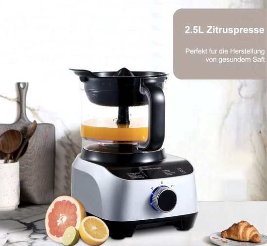 Keukenmachine - Alles in 1 keukenmachine - Multifunctionele keukenmachine - 11 in 1 - Blender - Citruspers - Kneden - Hakken - Malen - Mixen - 1300W - Zilvergrijs van Fritel — afbeelding 5