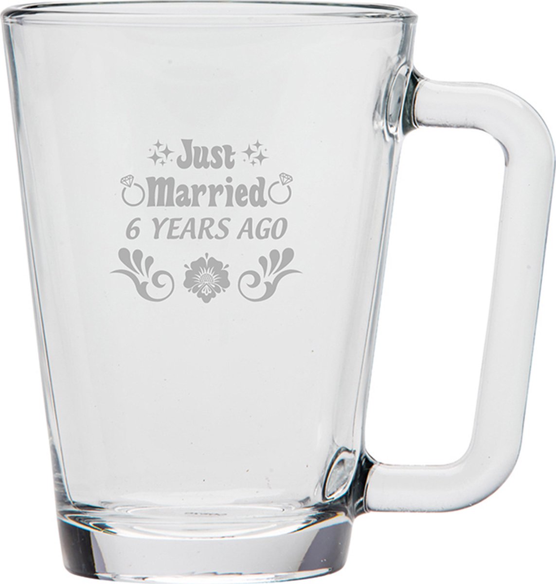 Gegraveerde theeglas 26cl Just Married 6 year ago