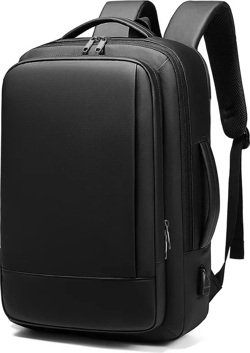 Waterdichte Rugzak Inclusief Usb Oplaadstation - Laptop Tas t/m 15.6 inch - Dames en Heren en Kinderen - Schoolrugtas - Zwart
