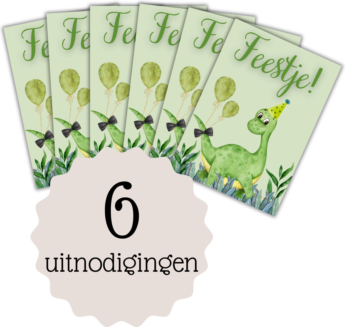 Dino Traktatie Uitdeelset - Compleet Feestpakket met Uitnodigingen, Gepersonaliseerde Stickers en Transparante Zakjes — afbeelding 9