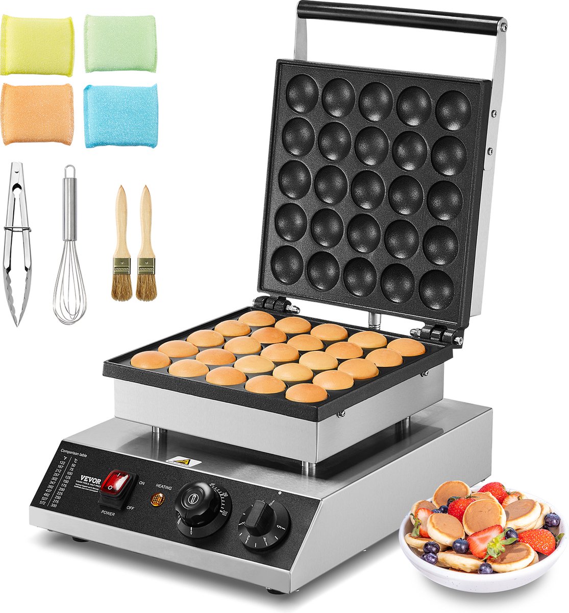 VEVOR Mini Pannenkoekenmachine Nederlandse Pannenkoekenmaker 25-delig RVS Dorayaki