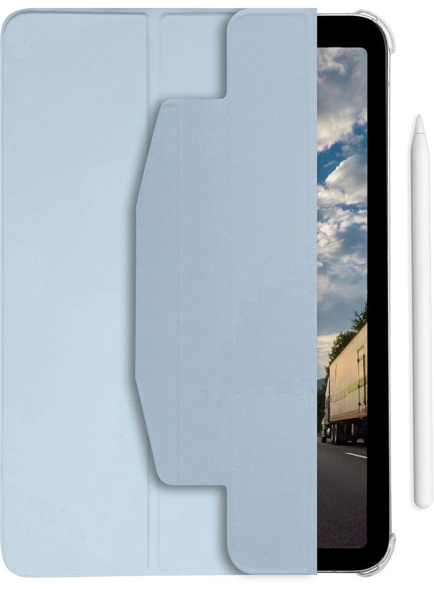 Macally BSTANDM7-BL beschermhoes met standaard-functie voor iPad mini (A17 Pro /7e generatie/2024, 6e generatie/2021) - Compatibel met Apple Pencil - Blauw