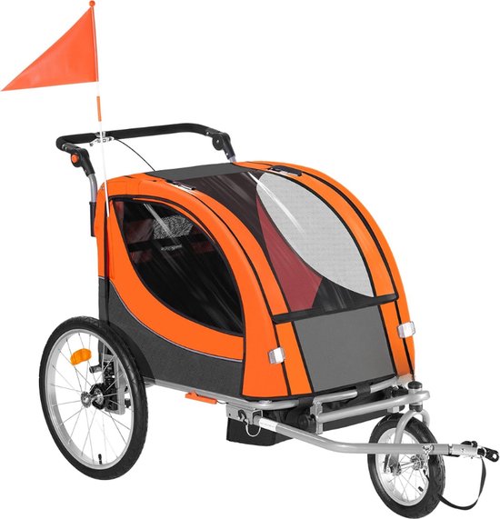 HOMCOM Fietskar 65 Liter - Opvouwbaar, Afneembaar, Max 40kg, Grijs Met Reflectoren