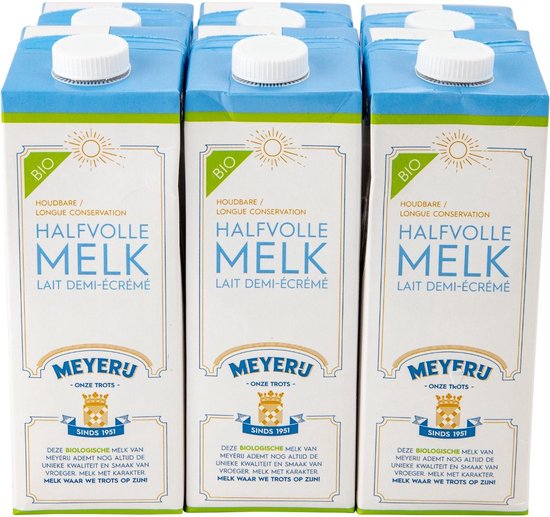 Meyerij - Biologische Houdbare Halfvolle Melk - Krimp 6 x 1 liter