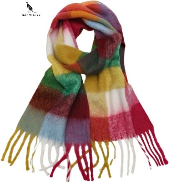San Vitale® - 1.9 Luxe Winter Sjaal - Sjaal dames - Wol Mix - Omslagdoek - Geblokt fel