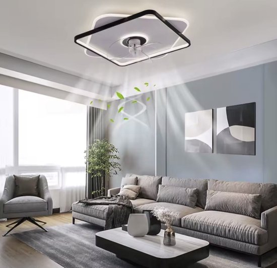 Alexa Plafondlamp Met Ventilator Stil Met Afstandsbediening,Intelligente Plafondlamp Met Ventilator Compatibel,Omkeerbaar,6 Snelheden,Dimbaar,Wit,App