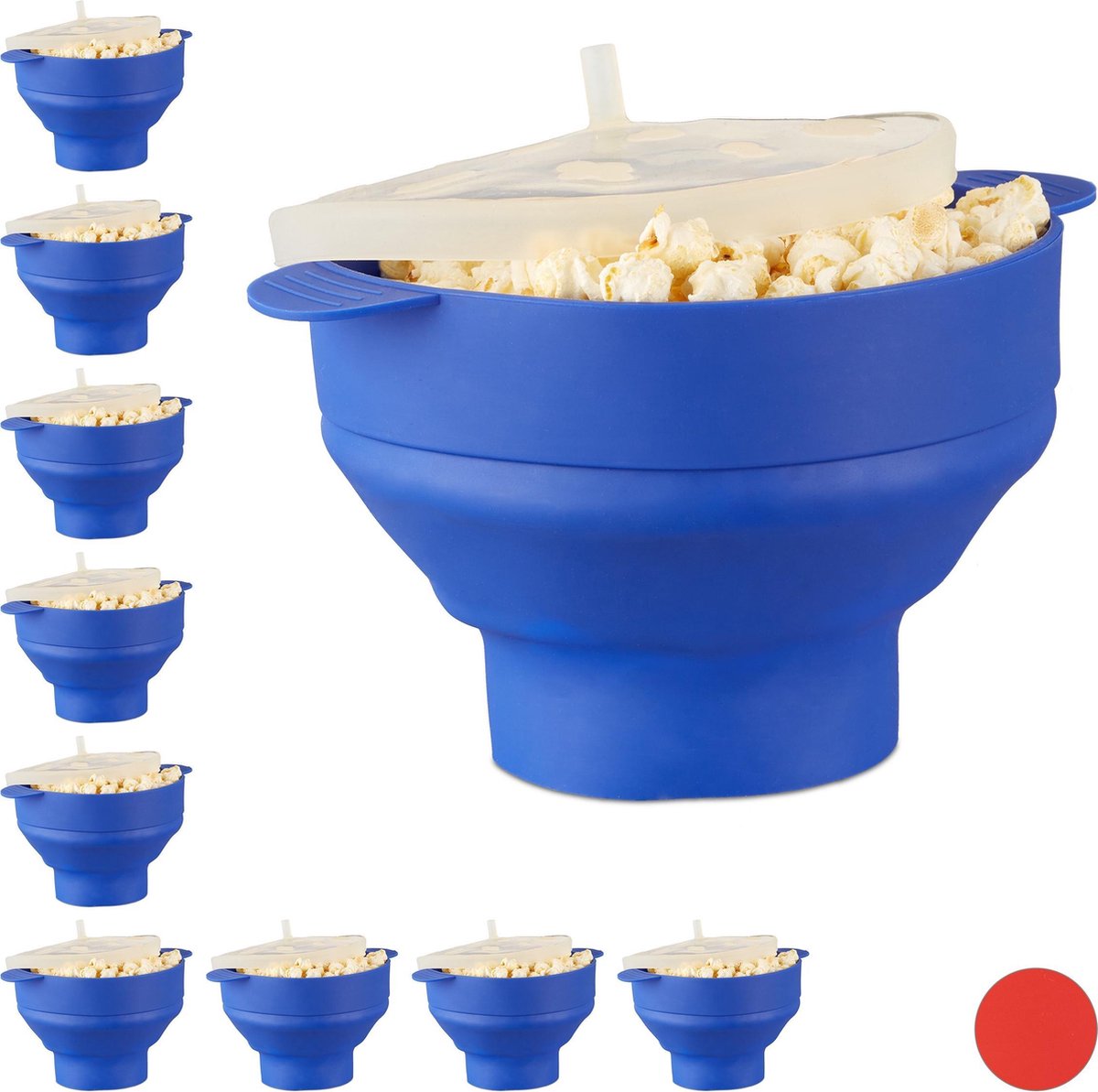 Relaxdays 10x popcorn maker silicone - magnetron - popcorn popper - vouwbaar - zonder olie