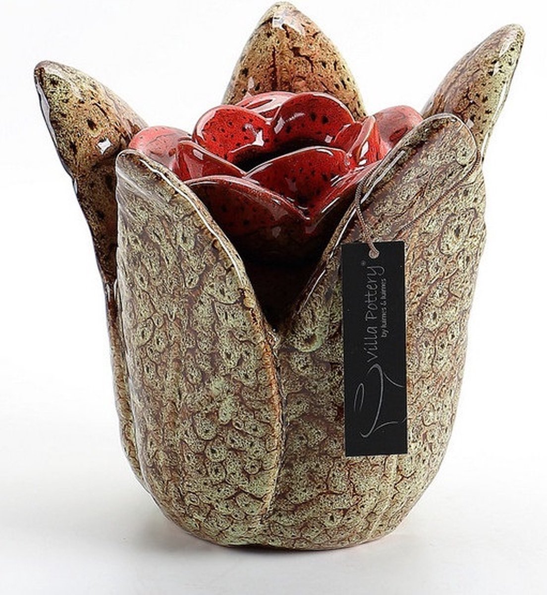 Villa Pottery Vaas Lilou groen rood 16x15xH15