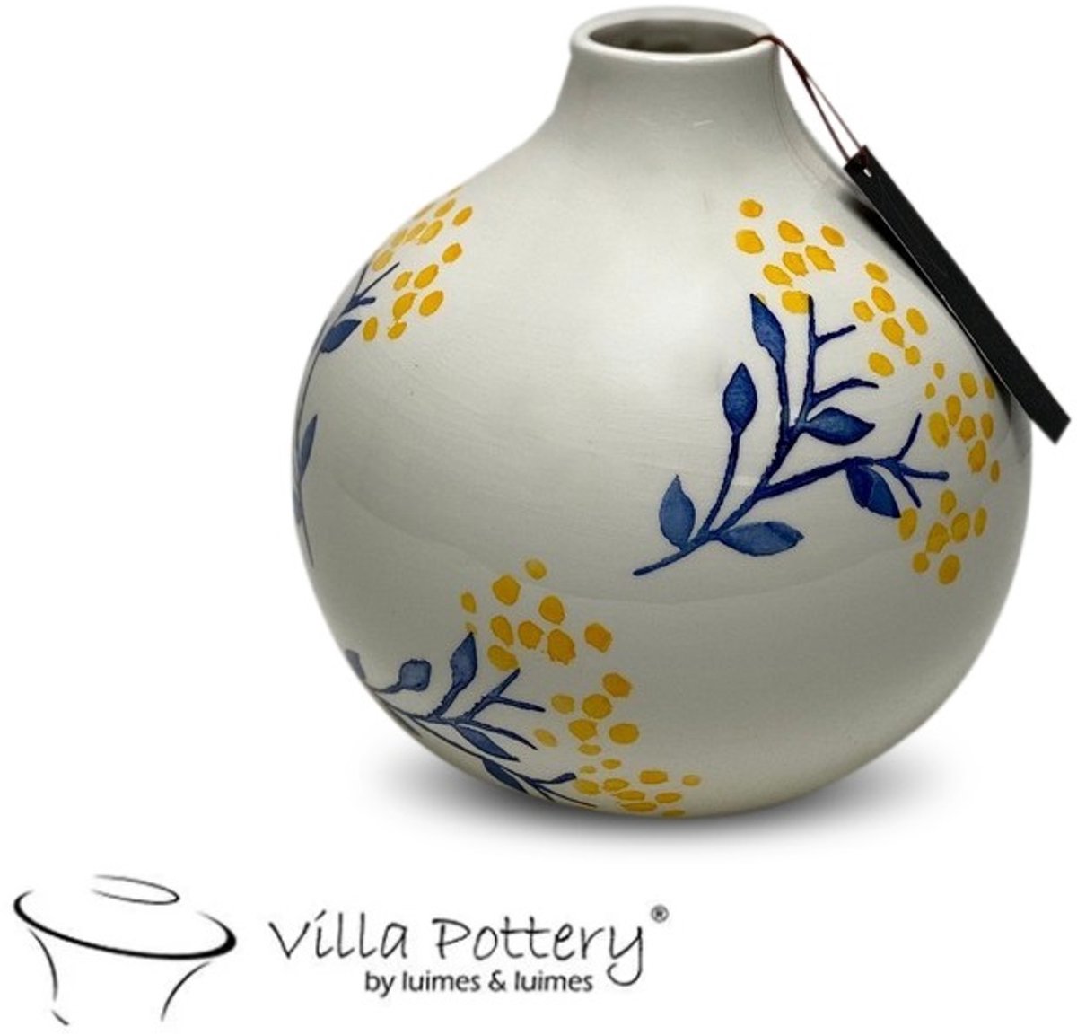 Villa Pottery Rosario bloemen vaas 20x20 blauw