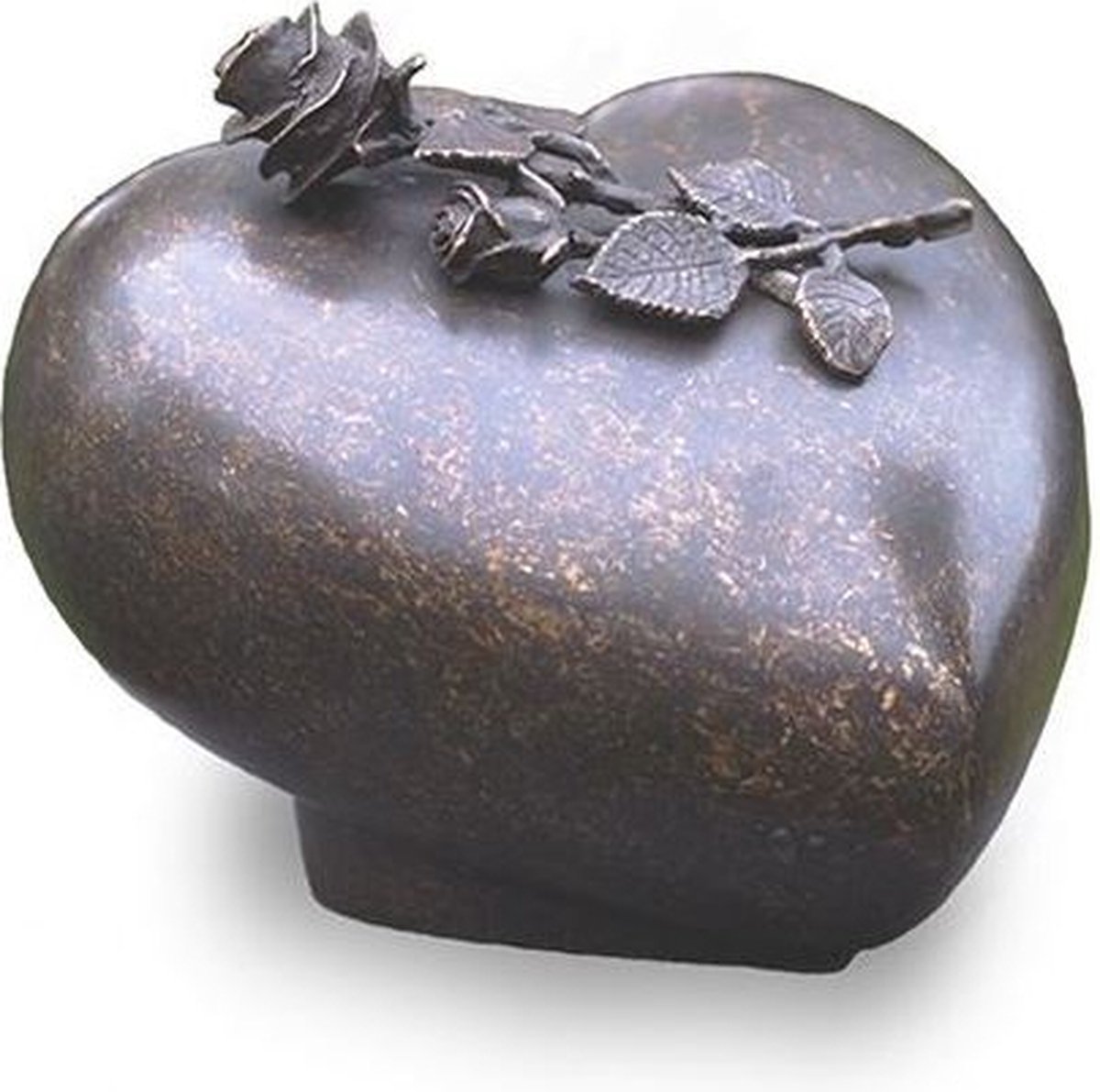 Decoratief Beeld - Bronzen Beelden: Urne Met Roos - Kunststof - Bronzart - Multicolor - 21 X 18 Cm