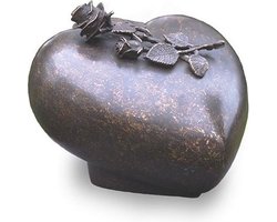 Decoratief Beeld - Bronzen Beelden: Urne Met Roos - Kunststof - Bronzart - Multicolor - 21 X 18 Cm