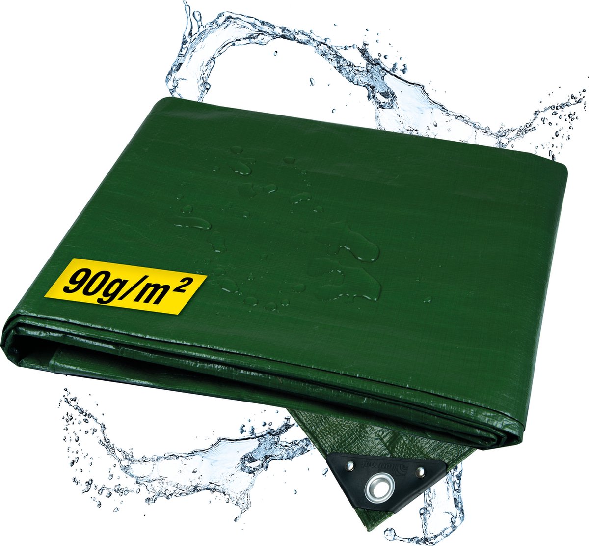 Afdekzeil - 3 x 3 m – 90 g/m² – Groen - Weerbestendig, Waterdicht & UV-beschermd – Stevig Zeil voor Buiten Meubels, Aanhanger, Houtopslag of Zwembad – Grondzeil - Autohoes
